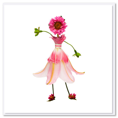 This pretty pink lily girl greeting card is found at Golly Gosh Creations. A generous square card created from delicate lily petals and dainty flowers.